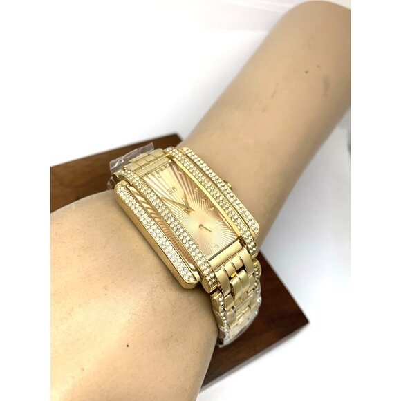 JBW Women's Watch J6358B Mink Swiss Quartz Gold Dial Rectangle Crystals Steel - Picture 6 of 14